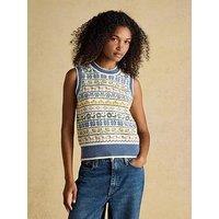 Joules Intarsia Knitted Tank Top - Cream