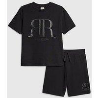 River Island Older Boys Rr T-Shirt And Shorts Set - Black