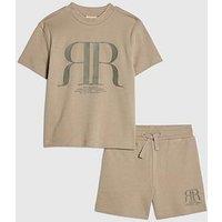 River Island Mini Boys Rr T-Shirt And Shorts Set - Khaki