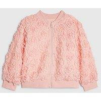River Island Mini Girls 3D Floral Bomber Jacket - Pink
