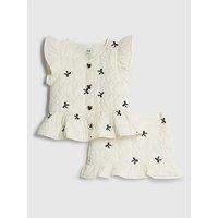 River Island Mini Girls Bow Gilet And Skirt Set - Cream