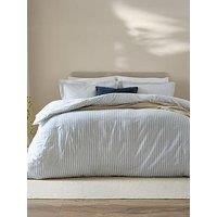 Yard Hebden Stripe 100% Cotton Duvet Set Honey Mineral Blue