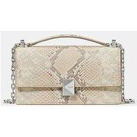 Kate Spade New York Deco Snake Embossed Leather Mini Flap Chain Crossbody - Beige