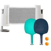 Decathlon Table Tennis Set With Posts, Adjustable Rollnet, 2 Bats And 2 Balls - White/Grey