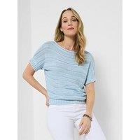 Joe Browns Summer Days Short Sleeve Knitted Jumper - Blue