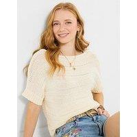 Joe Browns Summer Days Short Sleeve Knitted Jumper - Cream