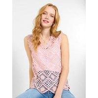 Joe Browns Liliana Crochet Vest Top - Pink