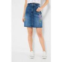 Joe Browns Dalia Embroidered Denim Mini Skirt - Blue