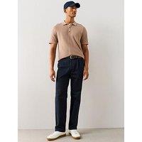 The Very Collection Pure Cotton Pleated Straight Leg Smart Trousers - Navy