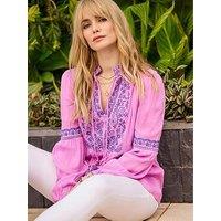 Joe Browns Essential Embroidered Summer Tunic Top - Pink