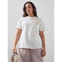 The Very Collection Curve Crochet Detail T-Shirt