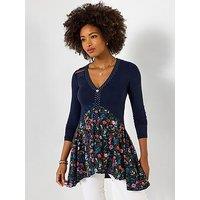 Joe Browns Pretty Floral Jersey Tunic Top - Blue