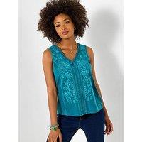 Joe Browns Summer Sun Embroidered Vest Top - Blue