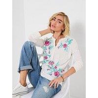 Joe Browns Fabulous Floral Embroidered Henley Top - White