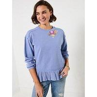 Joe Browns Elodie Embroidered Woven Hem Sweatshirt - Blue