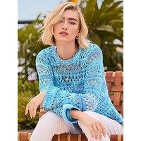 Joe Browns Summer Blues Boho Open Knit Jumper - Blue