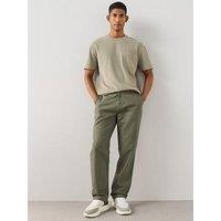 The Very Collection Pure Cotton Canvas Straight Leg Trousers - Dark Khaki