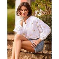 Joe Browns Sunshine Embroidered Cotton Blouse - White