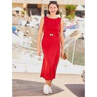Joe Browns Linen Blend Belted Dress - Red