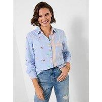 Joe Browns Florence Embroidered Cotton Shirt - Blue