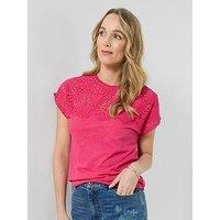 Joe Browns Willow Broderie Neckline T-Shirt - Pink