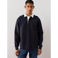 The Very Collection Cotton Rich Relaxed Fit Rugby Top - Navy