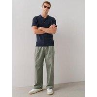 The Very Collection Double Pleated Cotton Rich Tapered Fit Trousers - Sage & Green