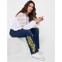 Joe Browns Sophia Sunflower Embroidered Flared Jeans - Blue