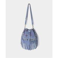 Joe Browns Boho Blooms Suede Tassel Bag - Blue