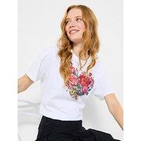 Joe Browns Heart Of Roses Graphic T-Shirt - White