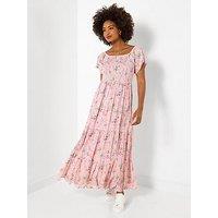 Joe Browns Beautiful Butterfly Print Crinkle Dress - Pink