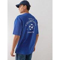 The Very Collection Pure Cotton Football Graphic T-Shirt - Blue