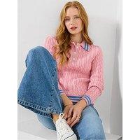 Joe Browns Frankie Collared Cable Knit Jumper - Pink
