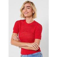 Joe Browns Dita Open Knit Short Sleeve Jumper - Red