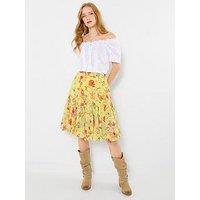 Joe Browns Colette Floral Dobby Godet Skirt - Yellow