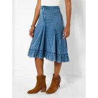 Joe Browns Megan Broderie Trim Godet Skirt - Blue