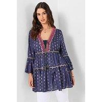 Joe Browns Festival Vibes Beaded Tunic Dress - Blue