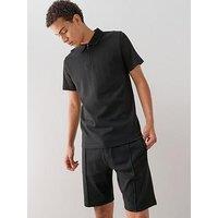 The Very Collection Pure Cotton Interlock Polo & Shorts Set - Black