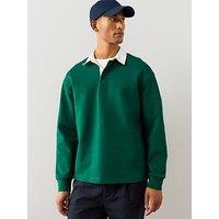 The Very Collection Cotton Rich Relaxed Fit Rugby Top - Forest Green