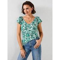 Joe Browns Amelia Frill Sleeve Jersey Top - Green