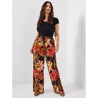 Joe Browns Paloma Printed Floral Wide Leg Trousers - Black