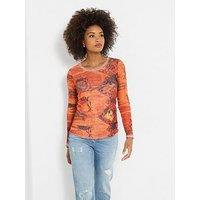 Joe Browns Darcie Long Sleeve Mesh Top - Orange