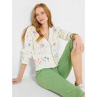 Joe Browns Spring Florals Embroidered Cardigan - White
