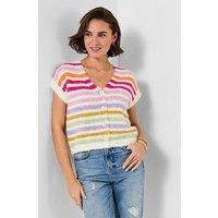 Joe Browns Lucie Stripe Sleeveless Cardigan - Cream