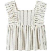 Name It Girls Frill Stripe Co-Ord Blouse - Beige