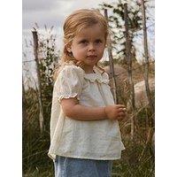 Lil Atelier Mini Girls Sibling Woven Short Sleeve Co-Ord Blouse - Light Yellow