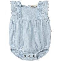 Lil Atelier Baby Girls Sibling Embroidered Shorty Romper - Light Blue