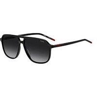 Hugo Square Double Bridge Sunglasses- Black