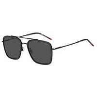 Hugo Square Double Bridge Sunglasses- Grey