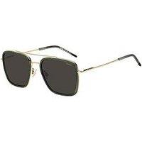 Hugo Square Double Bridge Sunglasses- Gold